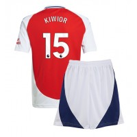 Arsenal Jakub Kiwior #15 Domáci Detský futbalový dres 2024-25 Krátky Rukáv (+ trenírky)